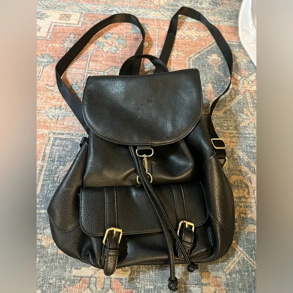 Black Leather Backpack
